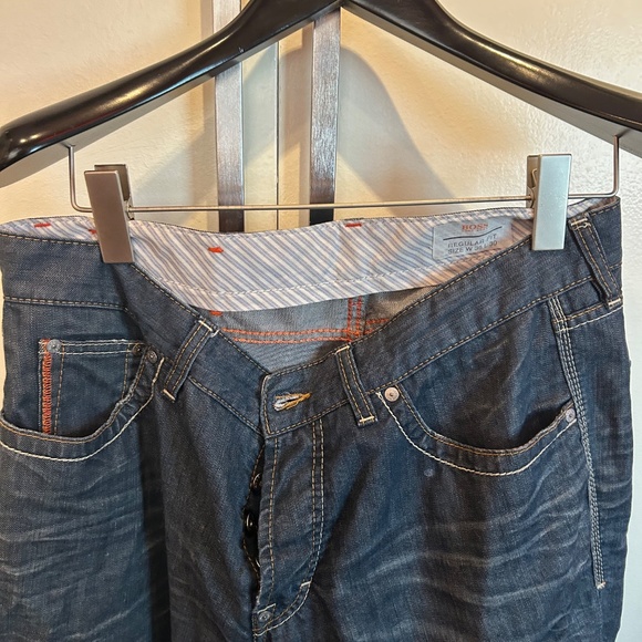 Hugo Boss Blue Straight/Relaxed Fit Jeans Fade Orange Stitch 36x30 - Picture 2 of 5